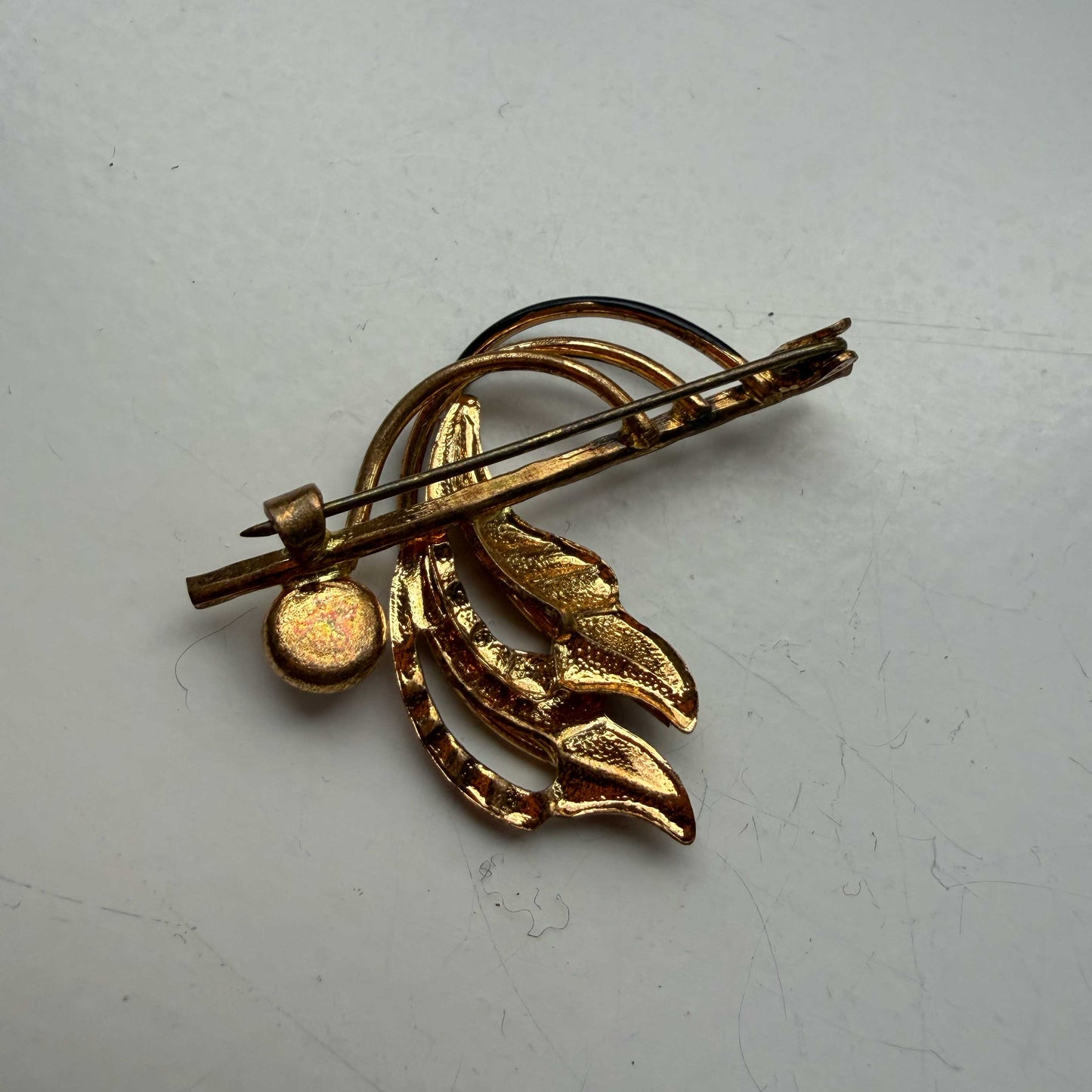 Vintage broche goud met parel