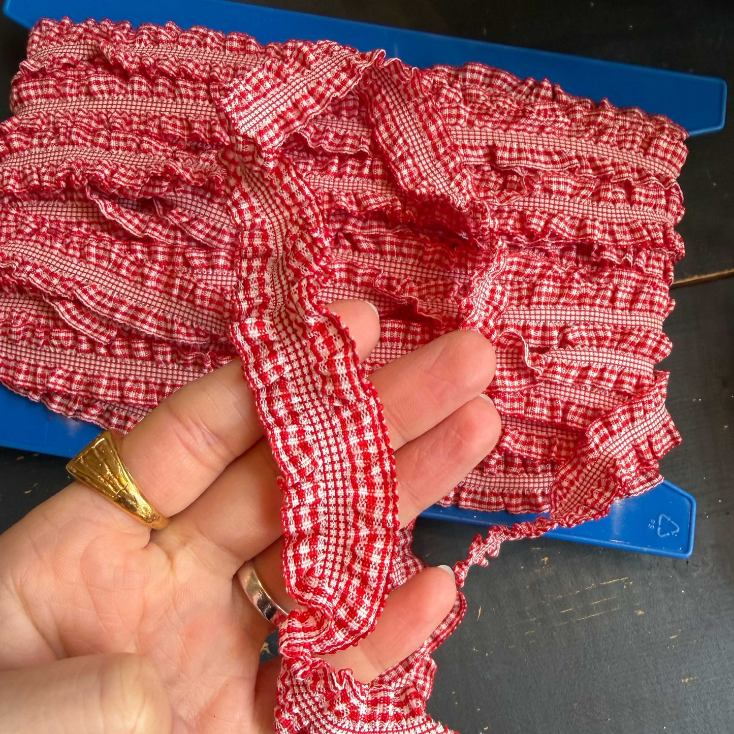 Sierband met elastiek geruit ruffle