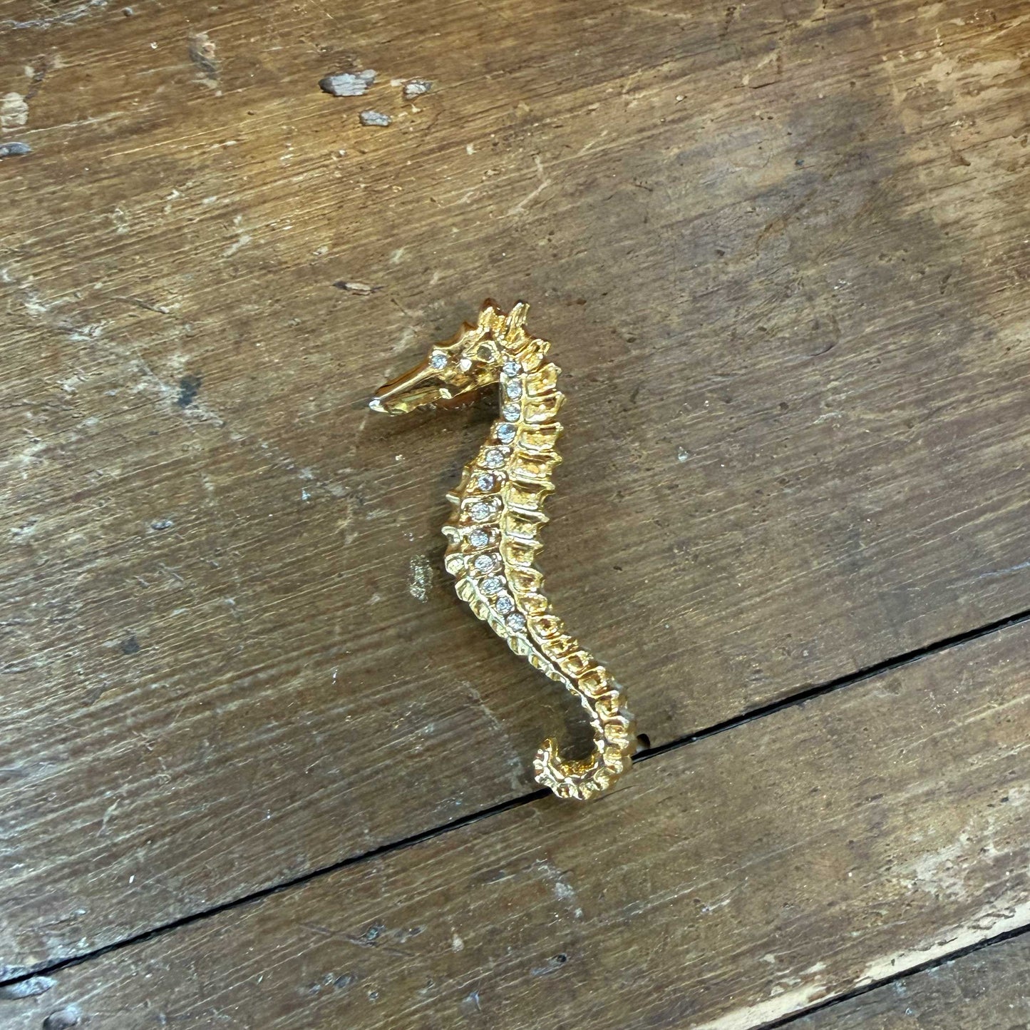 Vintage broche goud – zeepaardje