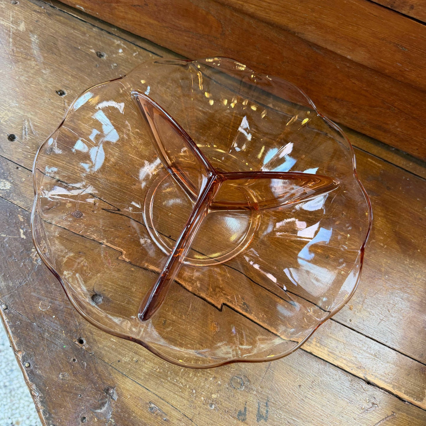 Vintage glazen schaal roze – 25 cm