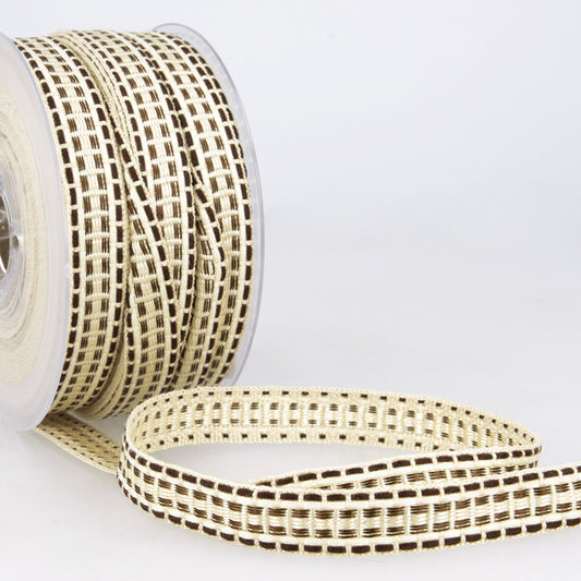 Deze luchtige sierband in crème met subtiele bruine accenten is perfect voor een stijlvolle, moderne afwerking.