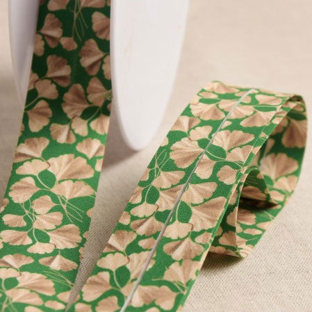 Biaisband Ginko blad groen