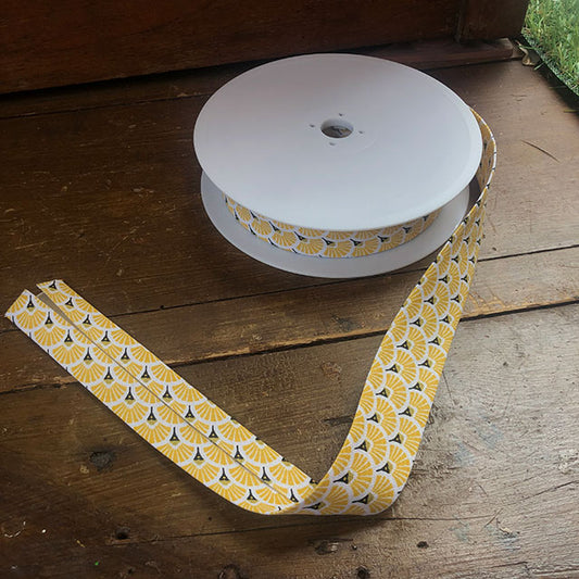 Biaisband waaier geel