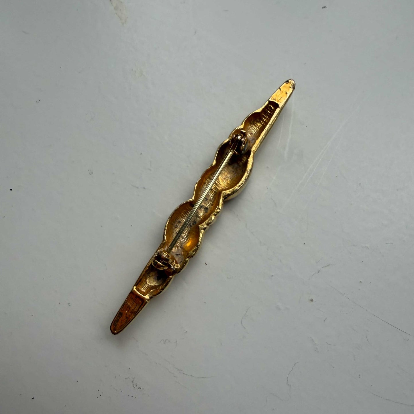 Vintage broche goud met steentjes