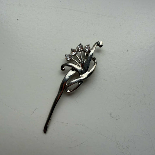 Vintage broche zilver met strass-steentjes