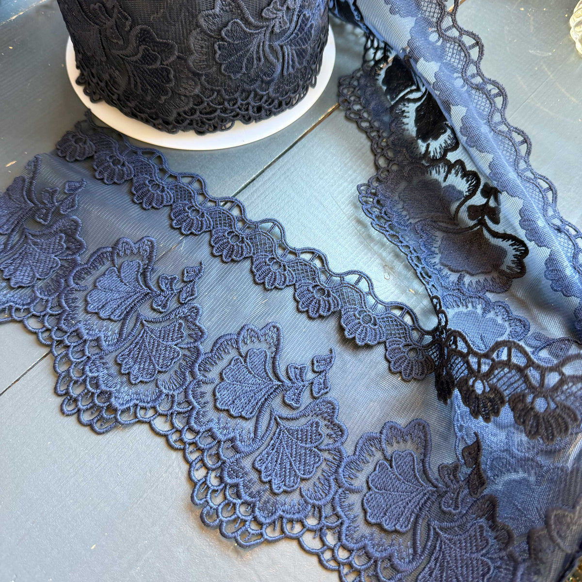 Flora sierband donkerblauw - 13 cm