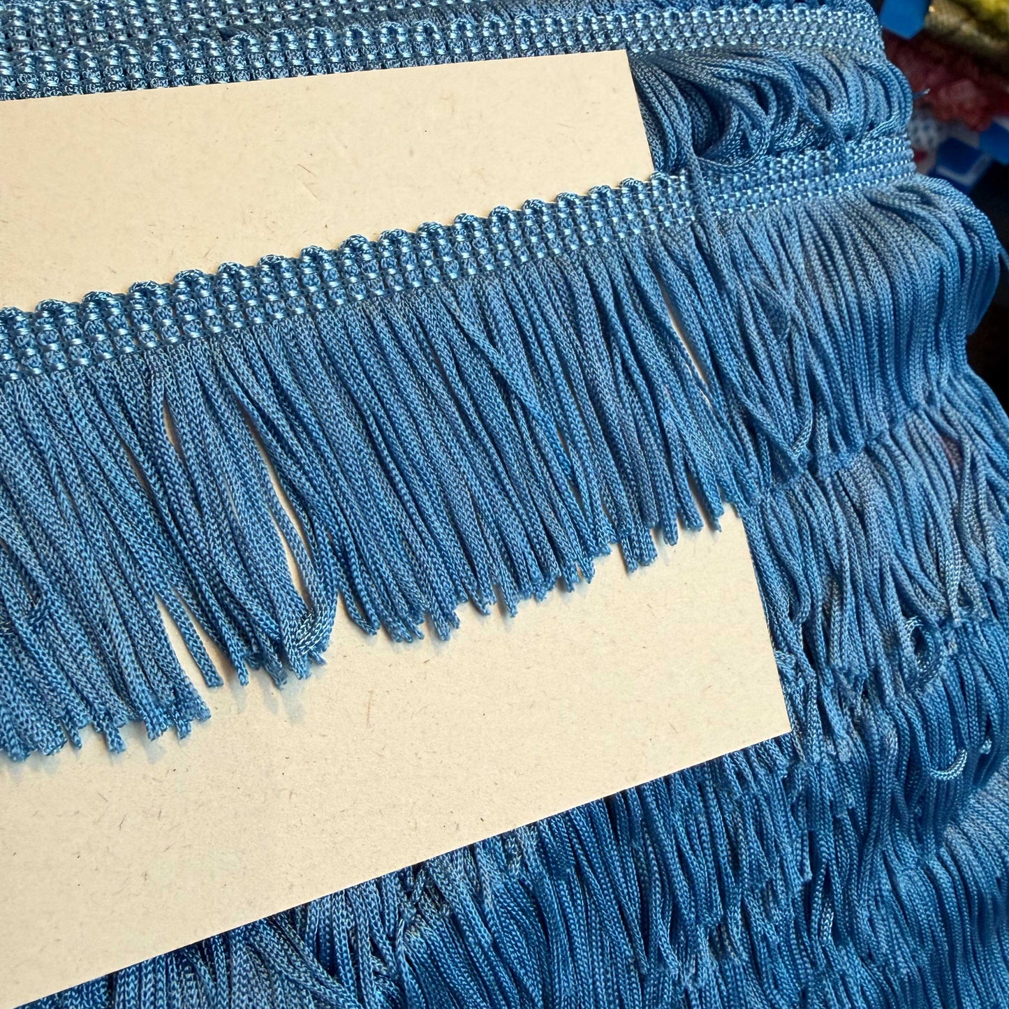 Franjeband blauw 4 cm