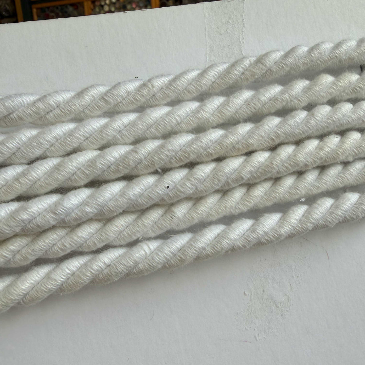 Gedraaid koord wit katoen - 10 mm