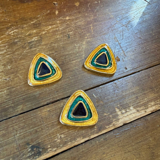 Driehoeksknoop goud met groen & donkerblauwe kern