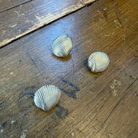 Gouden schelpknoop met wit accent - 20 mm