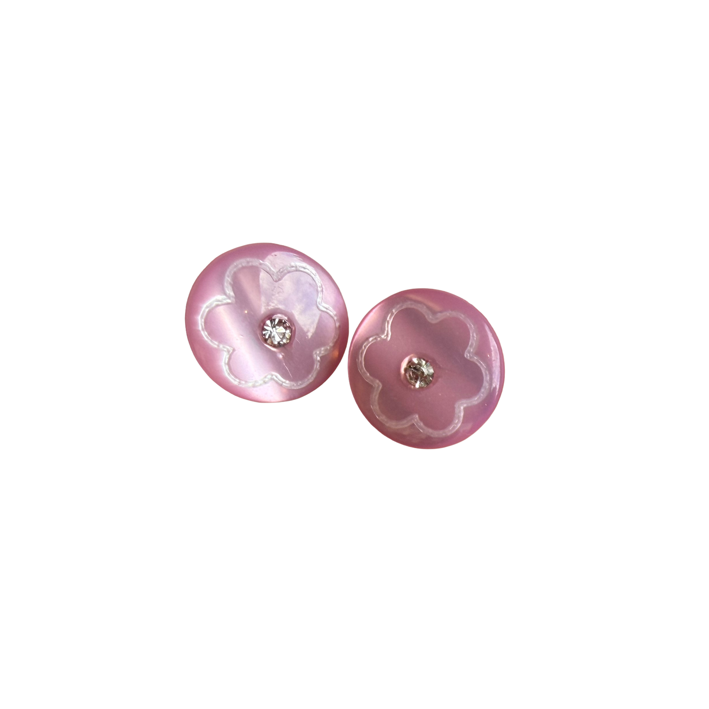 Knoop met bloem en strass roze