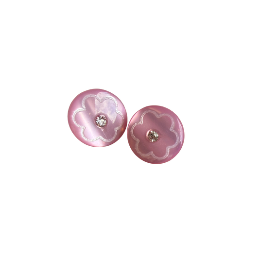 Knoop met bloem en strass roze