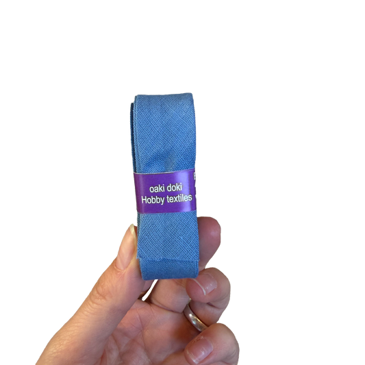 Okidoki katoenen biaisband blauw 027 - 20 mm