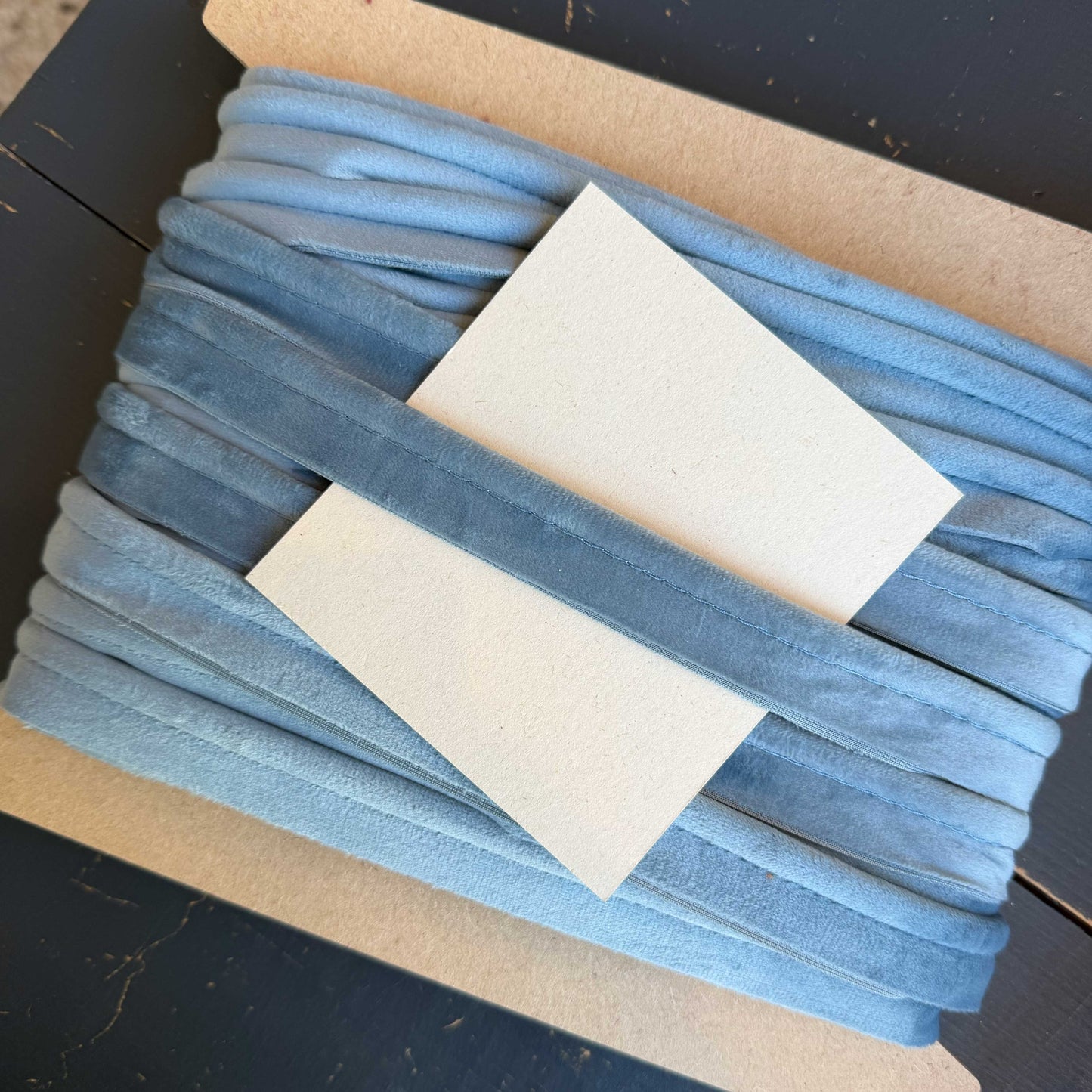 Fluwelen paspelband blauw