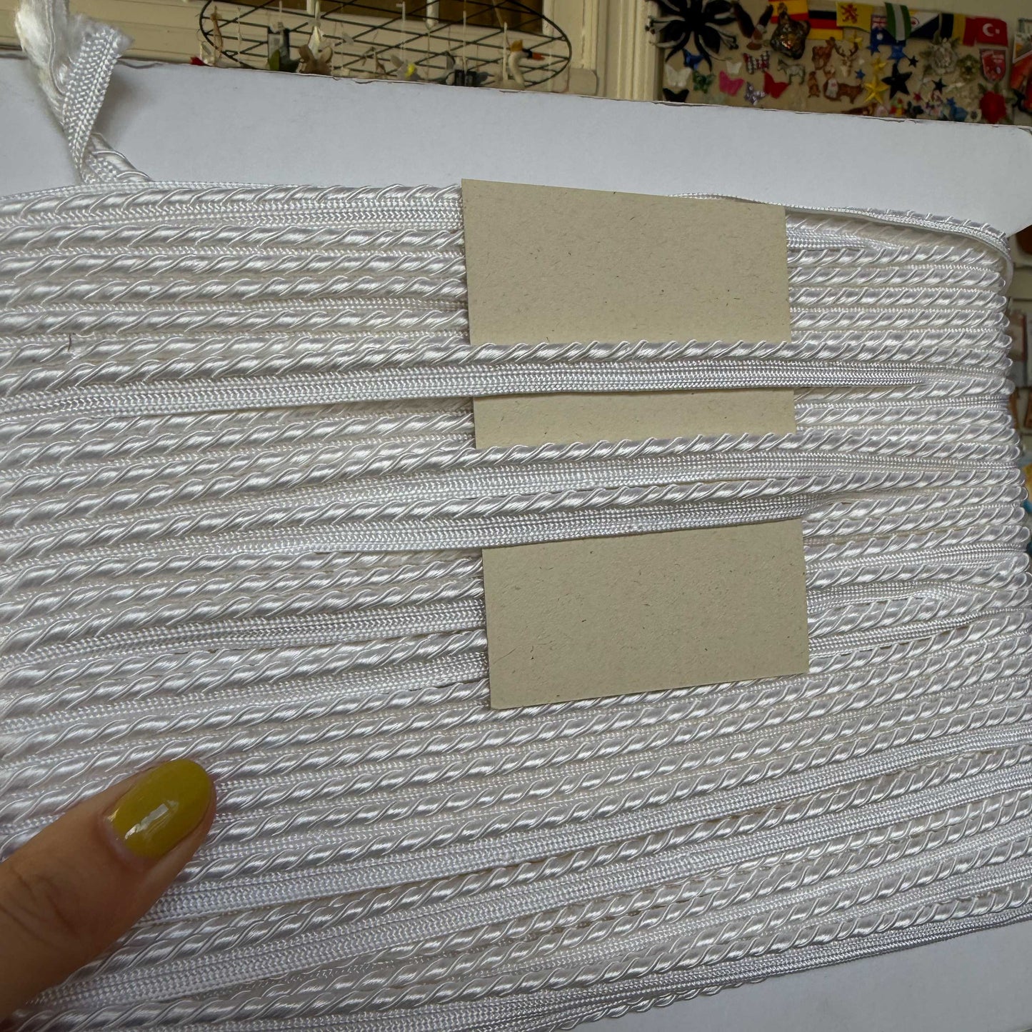 Paspelband gedraaid koord wit 3 mm