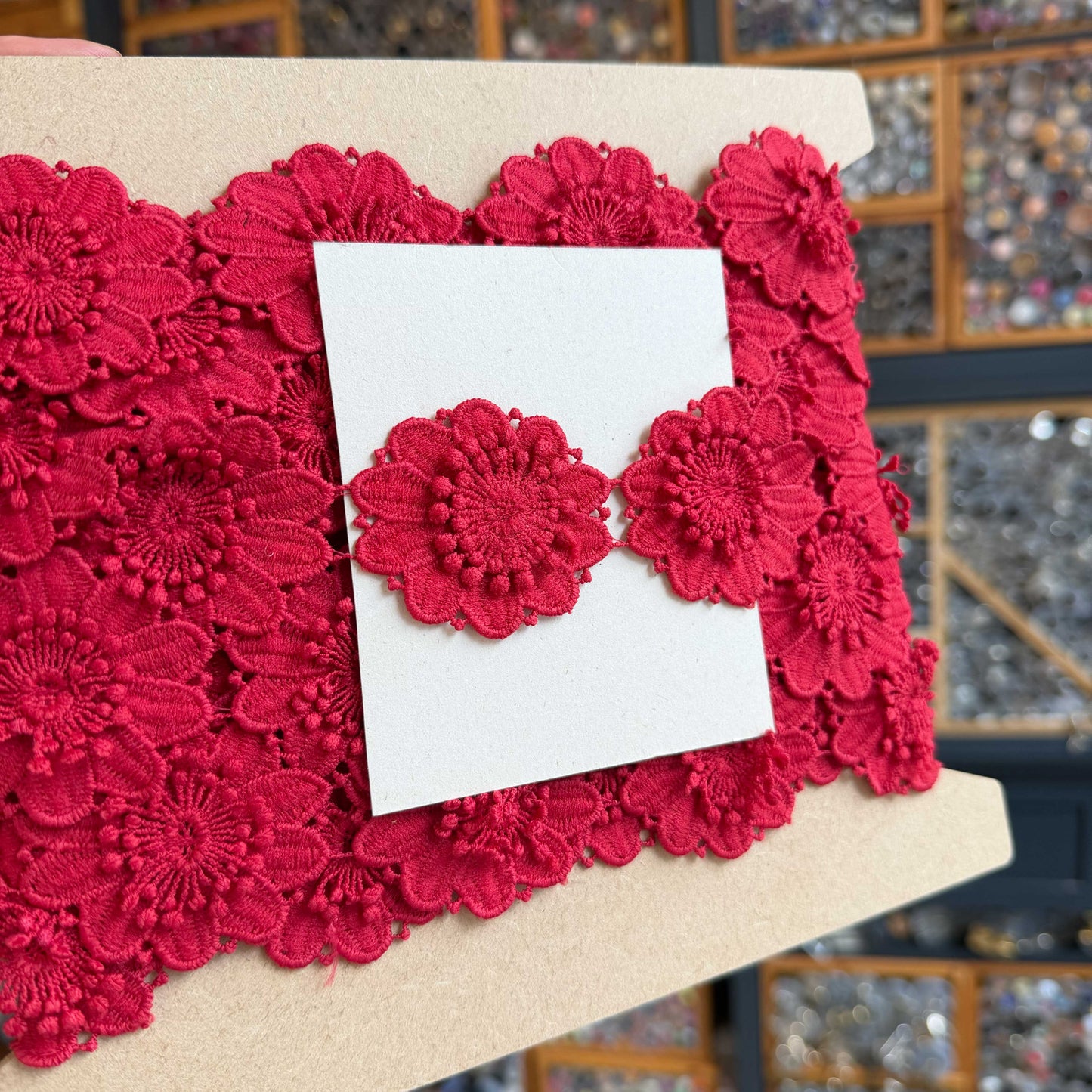 Sierband bloemen rood