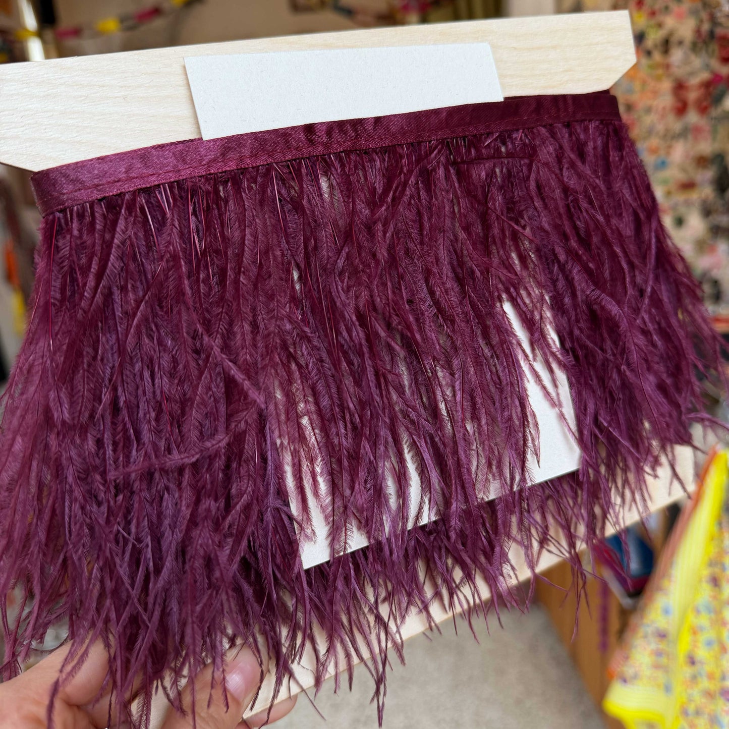 Sierband met ganzenveren – donkerpaars