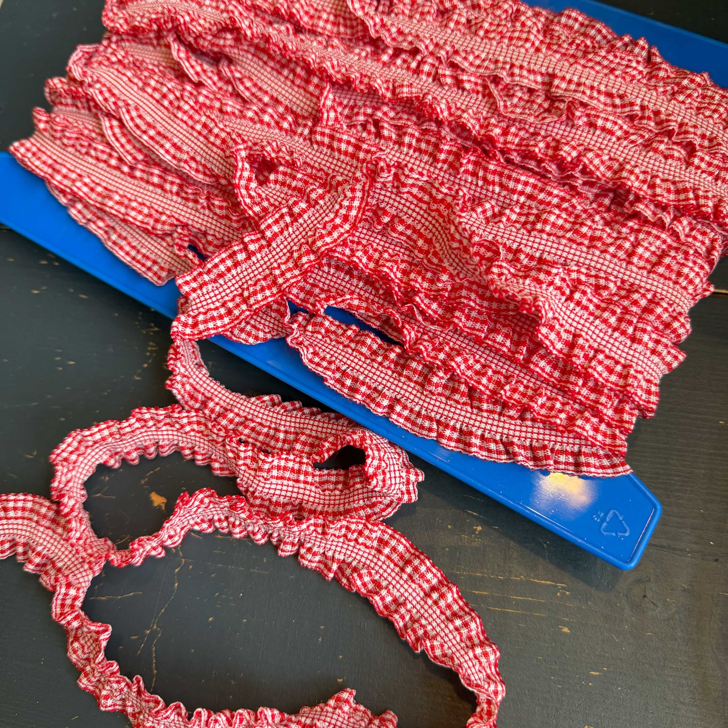 Sierband met elastiek geruit ruffle