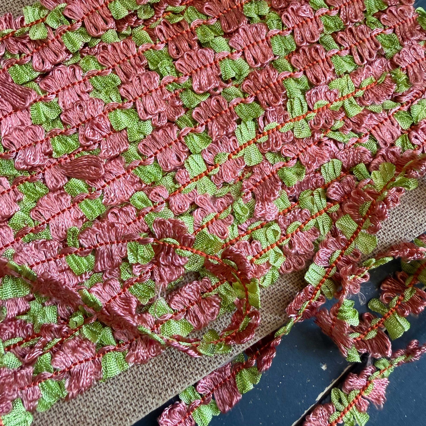 Vintage sierband roze groen