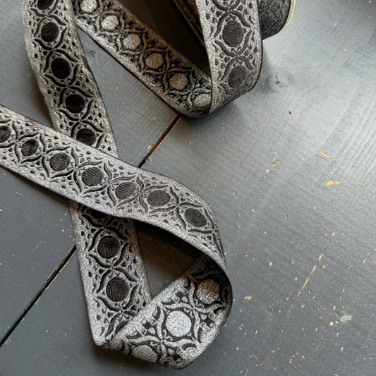 Sierband zwart zilver metallic