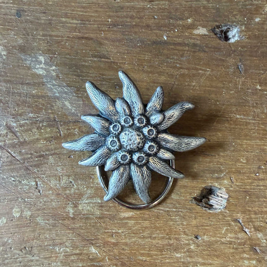 Vintage sjaalclip Edelweiss | zilverkleurig