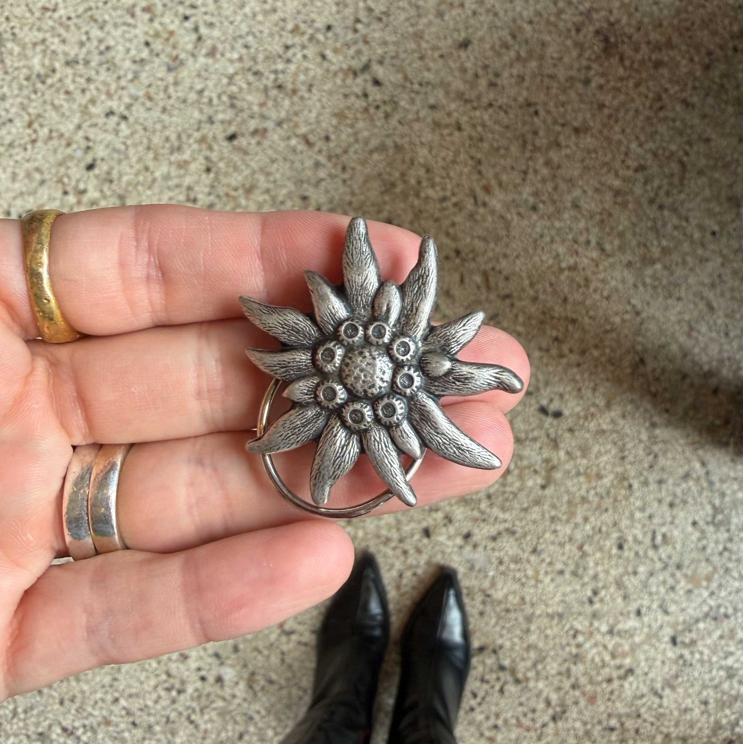 Vintage sjaalclip Edelweiss | zilverkleurig