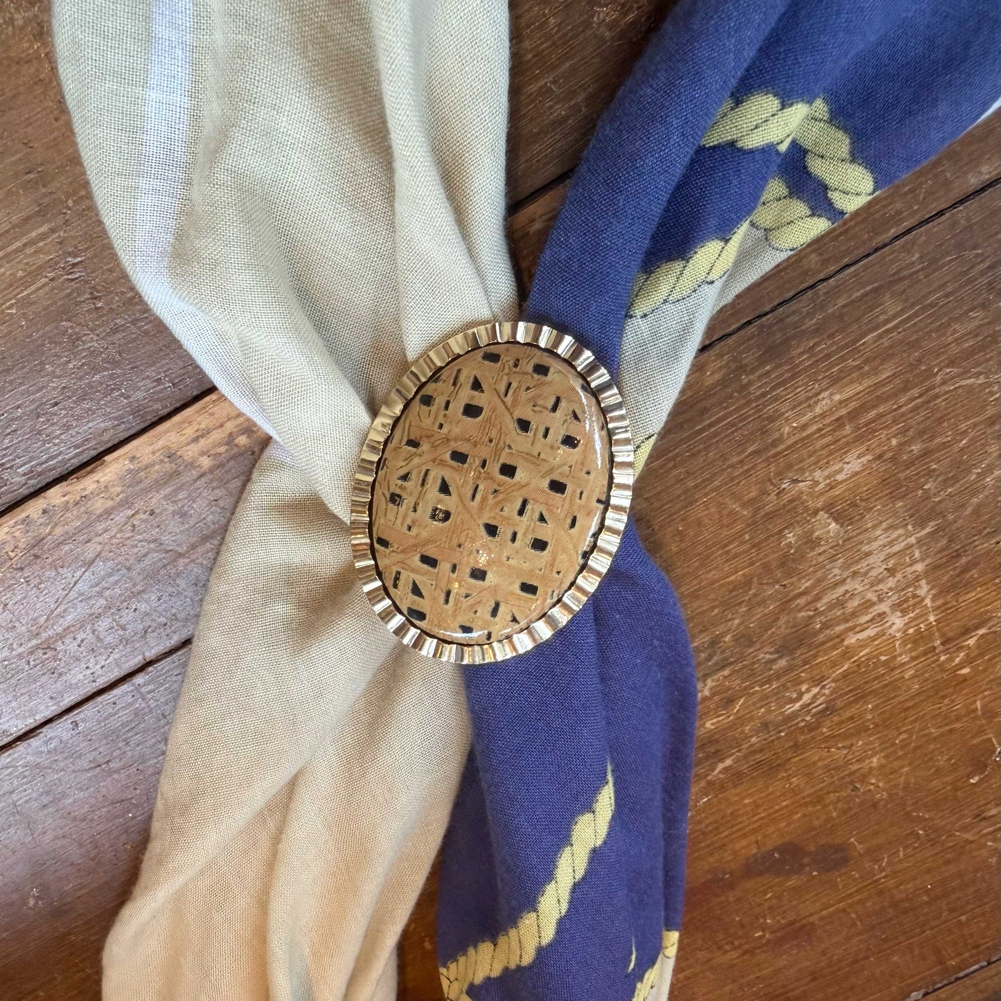 Vintage sjaalclip ovaal goud