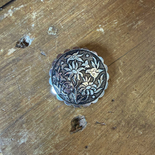 Vintage sjaalclip bloemenornament zilver