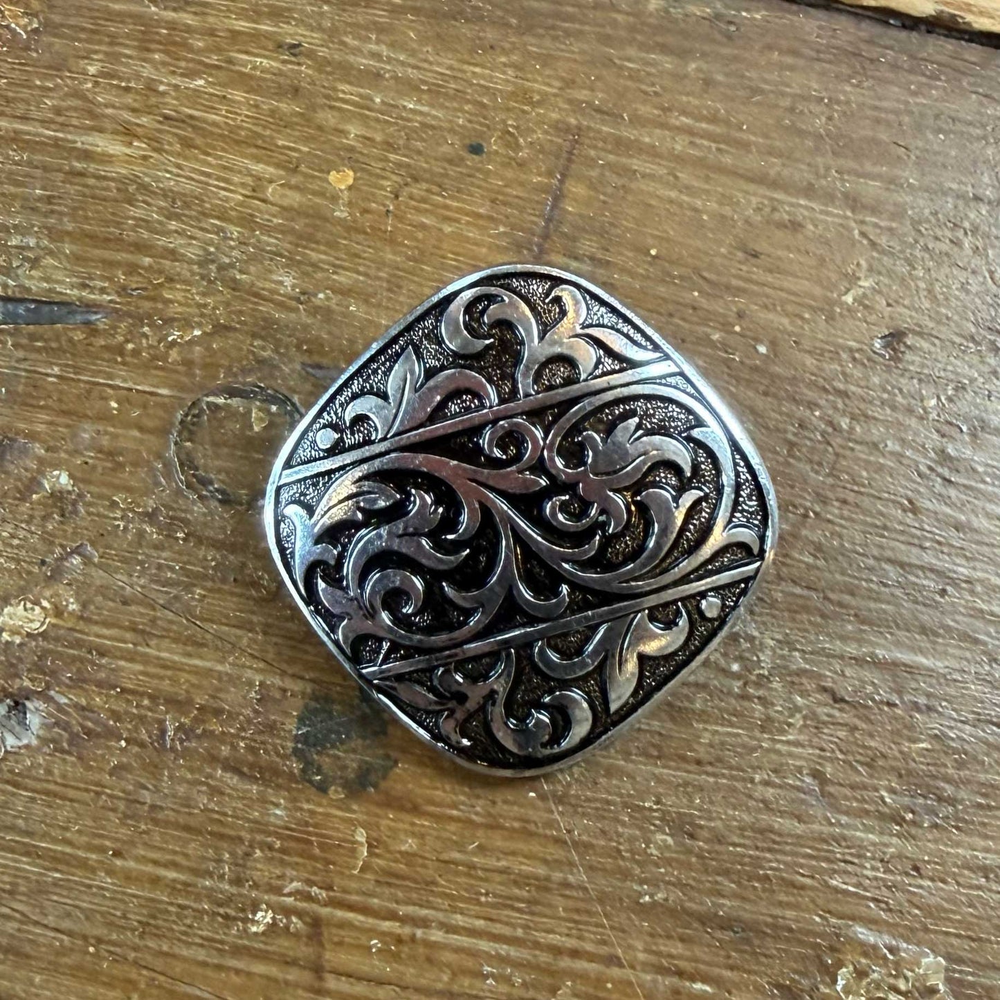 Vintage sjaalclip vierkant zilver