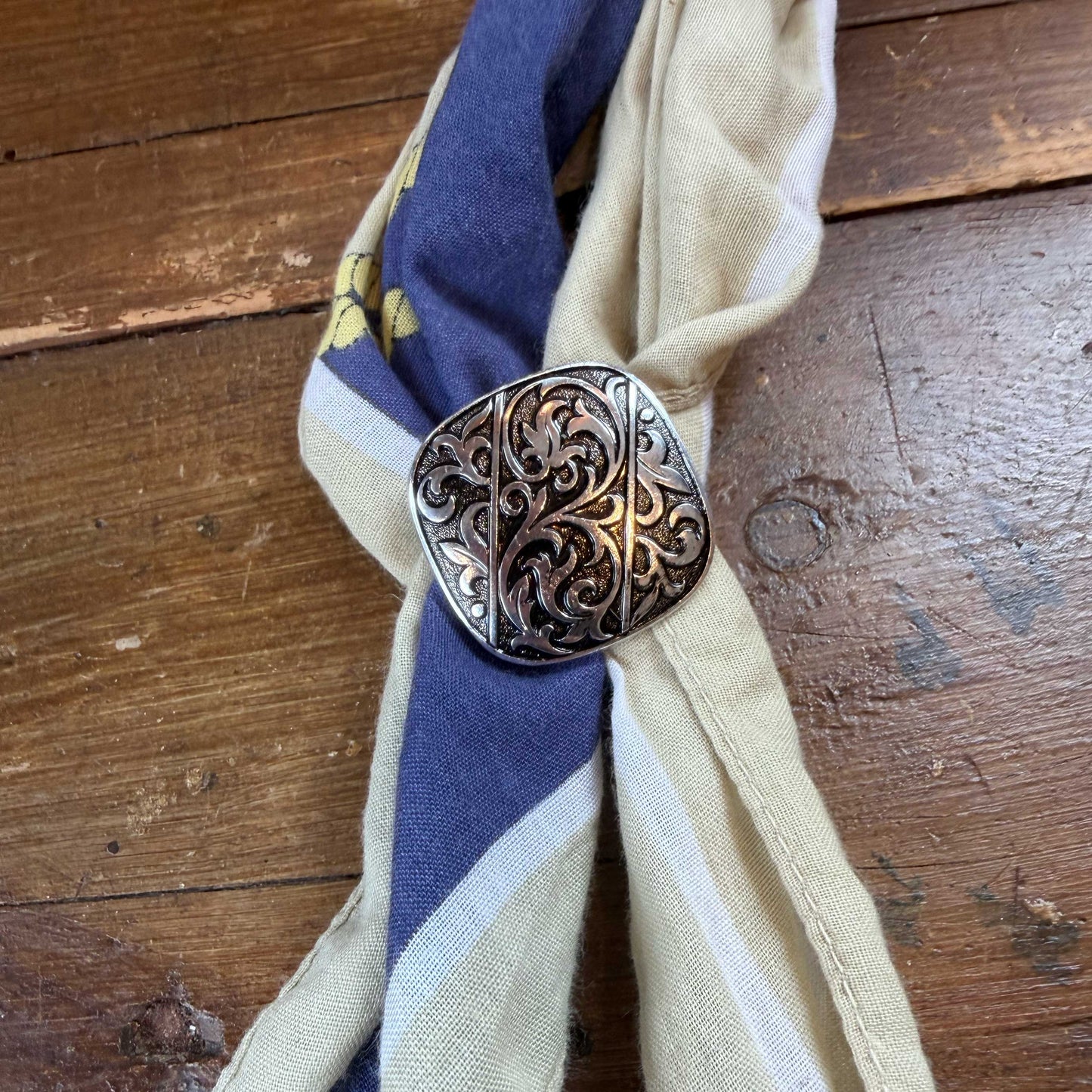 Vintage sjaalclip vierkant zilver