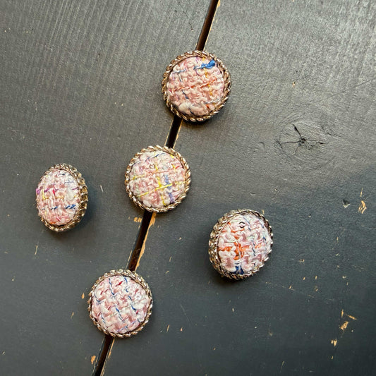 Zilveren stoffenknoop wit-multi kleuren