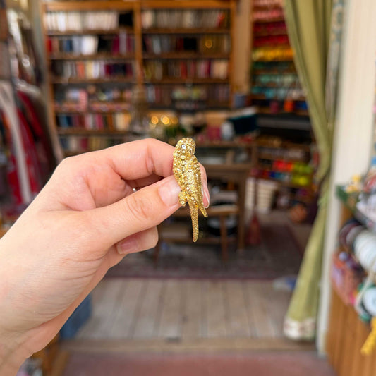 Vintage broche goud – papegaai
