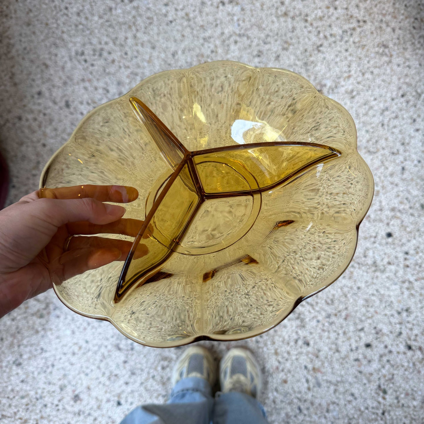 Vintage glazen schaal geel – 25 cm