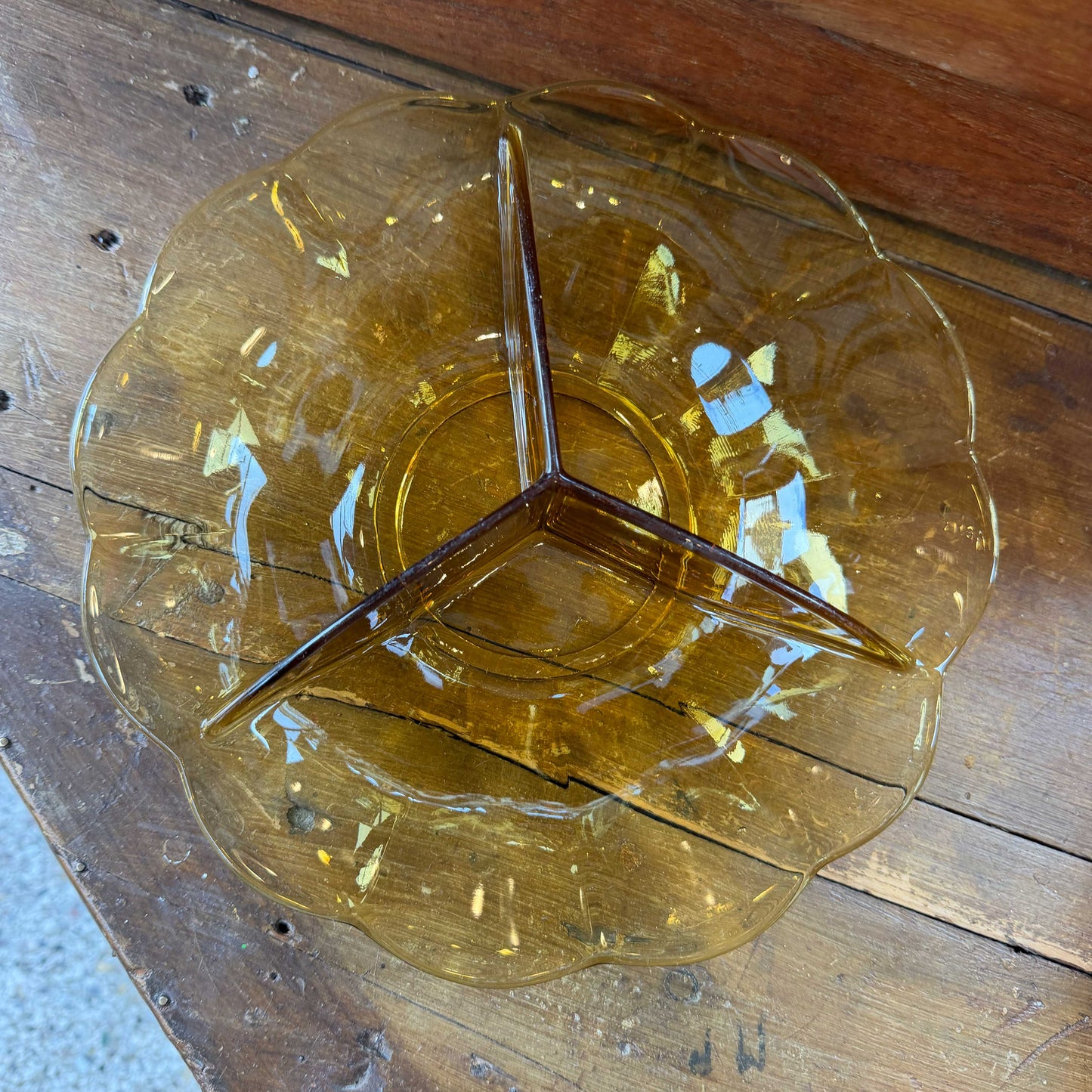 Vintage glazen schaal geel – 25 cm