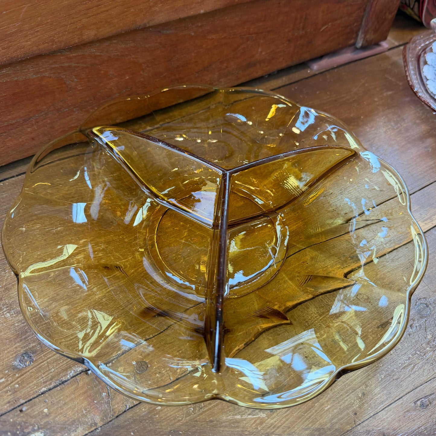 Vintage glazen schaal geel – 25 cm