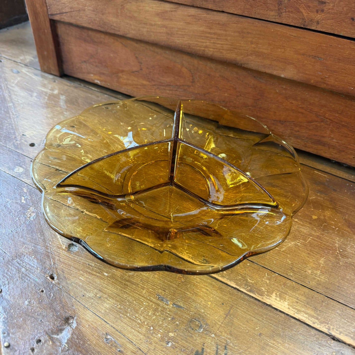 Vintage glazen schaal geel – 25 cm