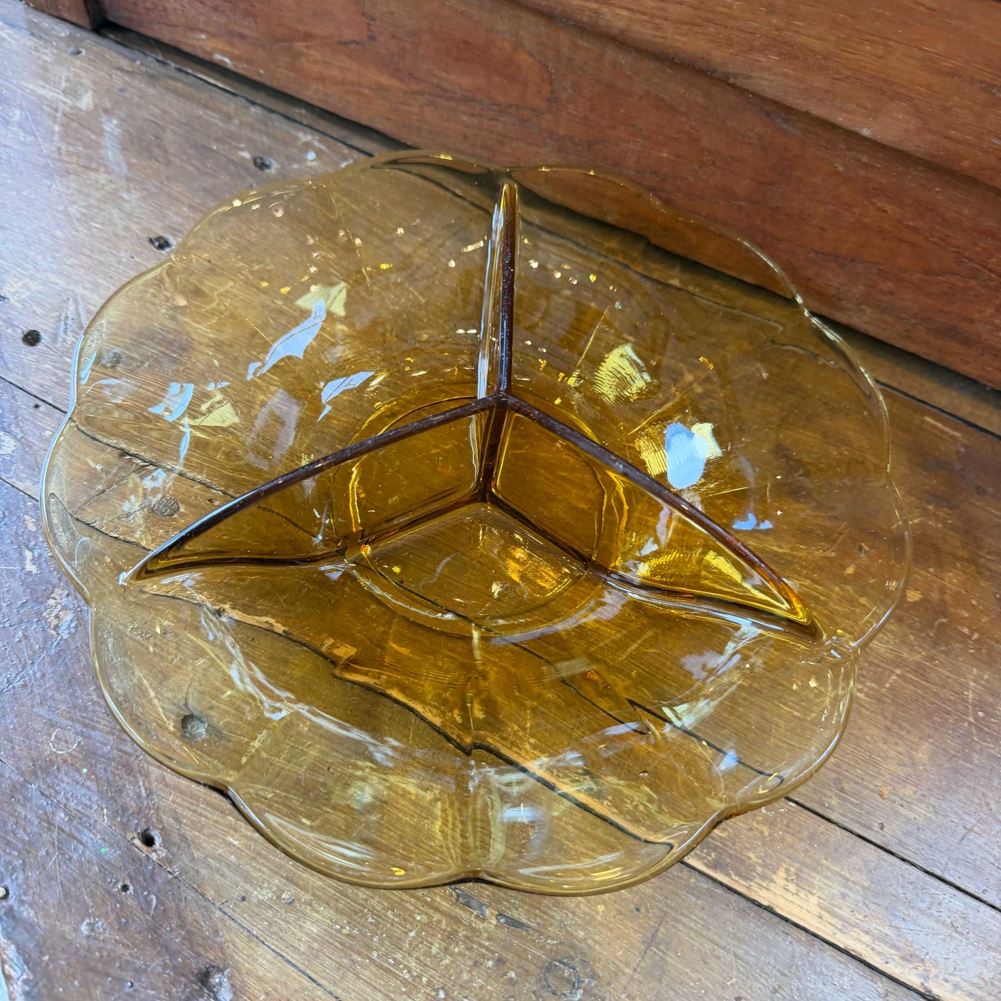 Vintage glazen schaal geel – 25 cm