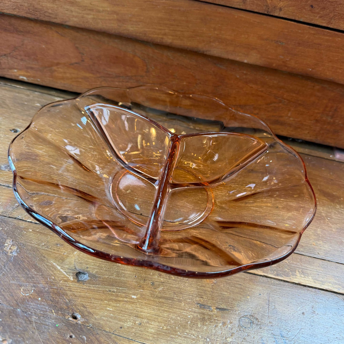 Vintage glazen schaal roze – 25 cm