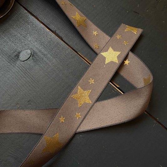 Lint bruin grijs met gouden sterren